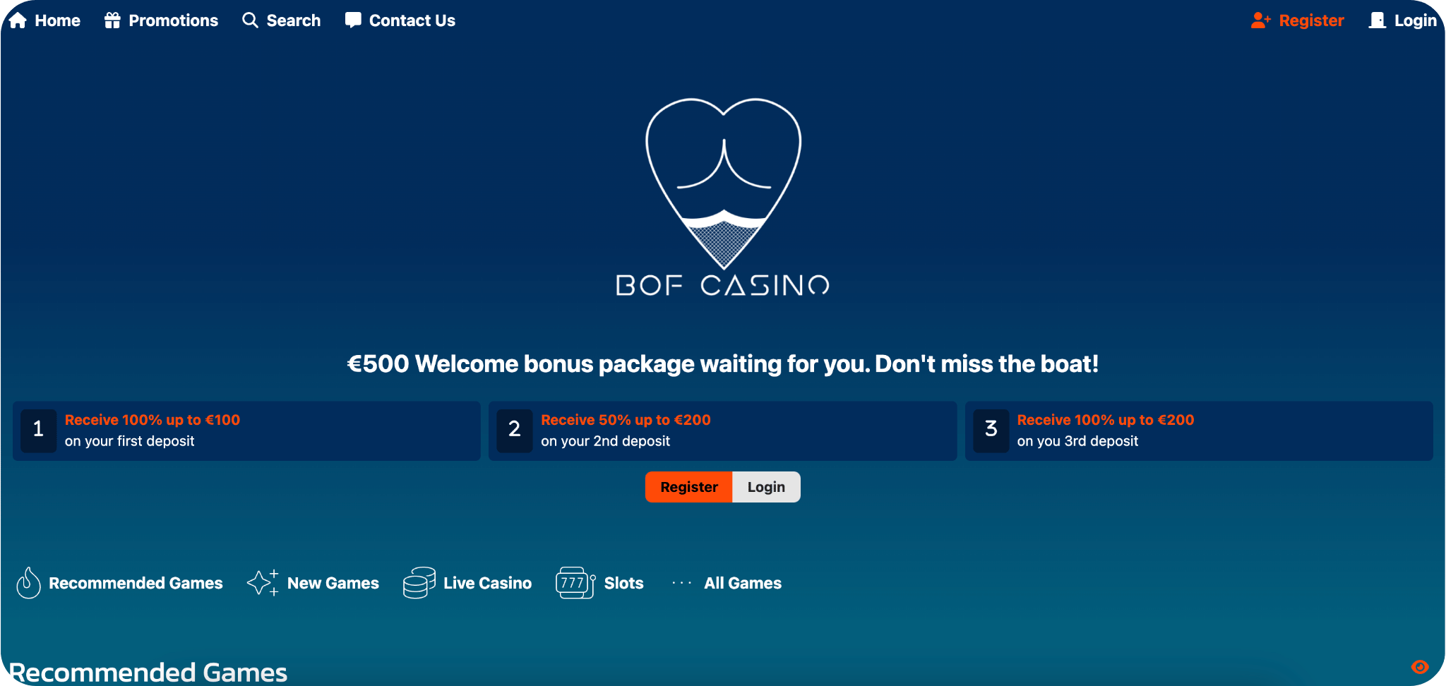BOF Casino Hopepage