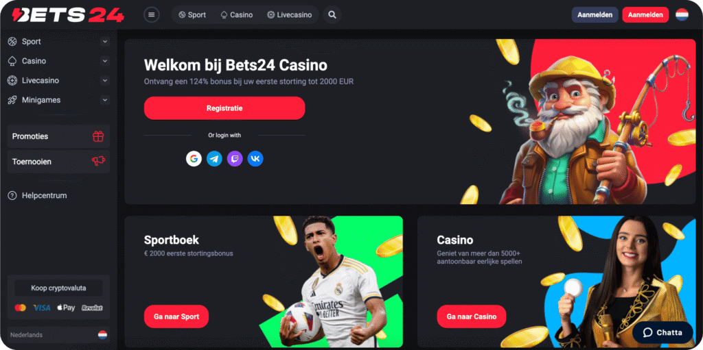 Bets24 Casino Homepage