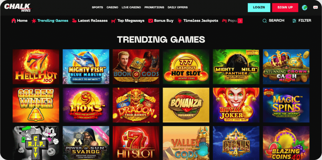 Chalk Wins Casino Games and Slot Games Page