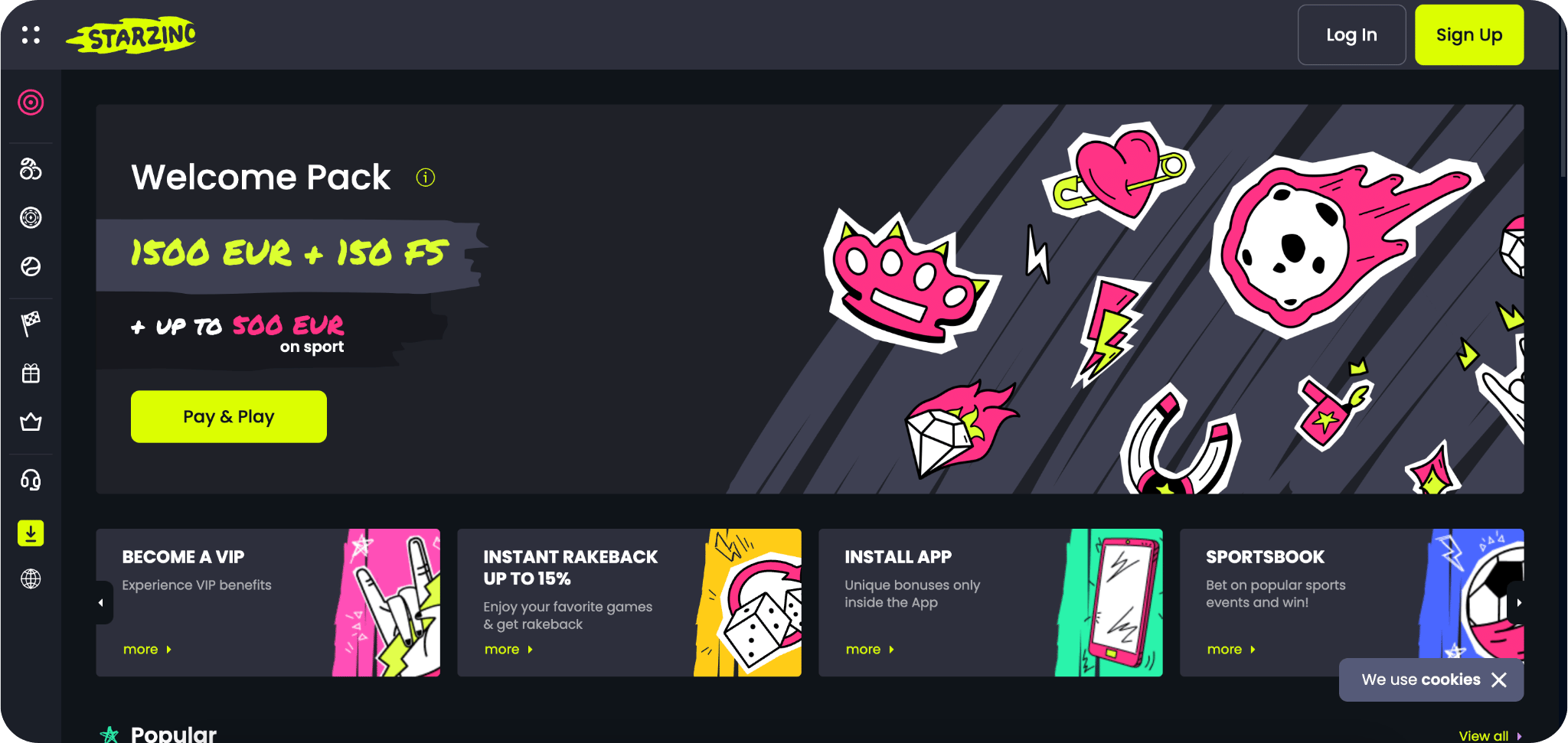 Starzino Casino Home Page